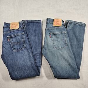 Levis 513 Jeans Men's Size 28x30 Slim Straight Blue Denim Lot of 2 Skater Teen